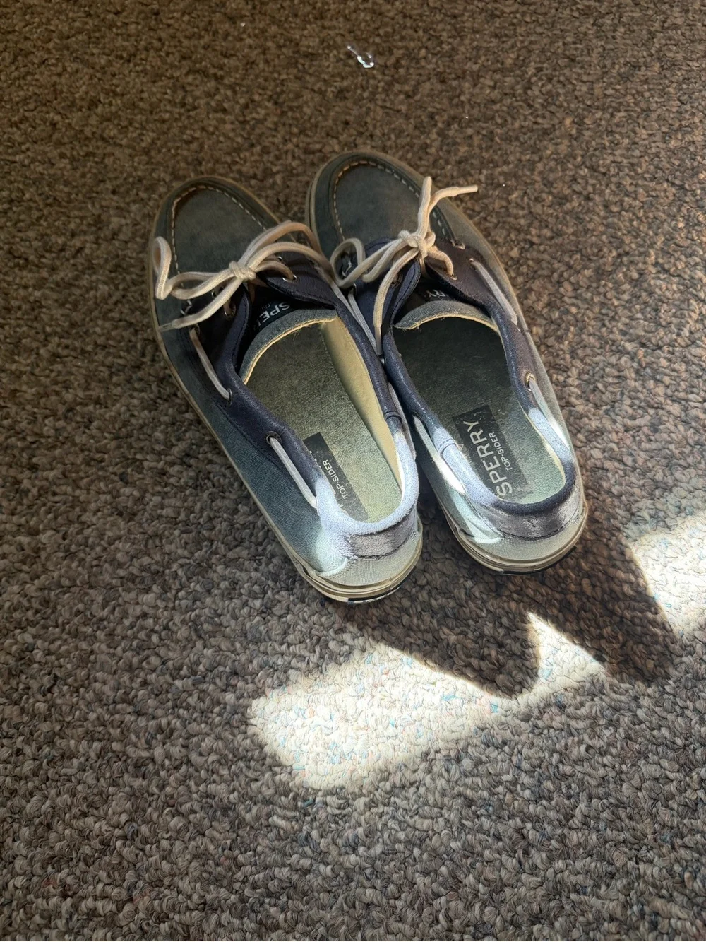 Sperry Men's Navy Canvas Boat Shoes with White Laces